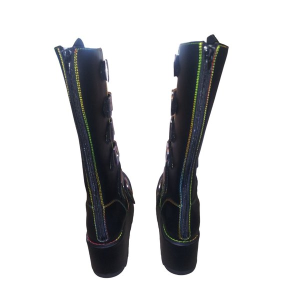 YRU Karma Hi PRIDE Rainbow Black Platform Boots Size 10 with Box HTF - Picture 5 of 13